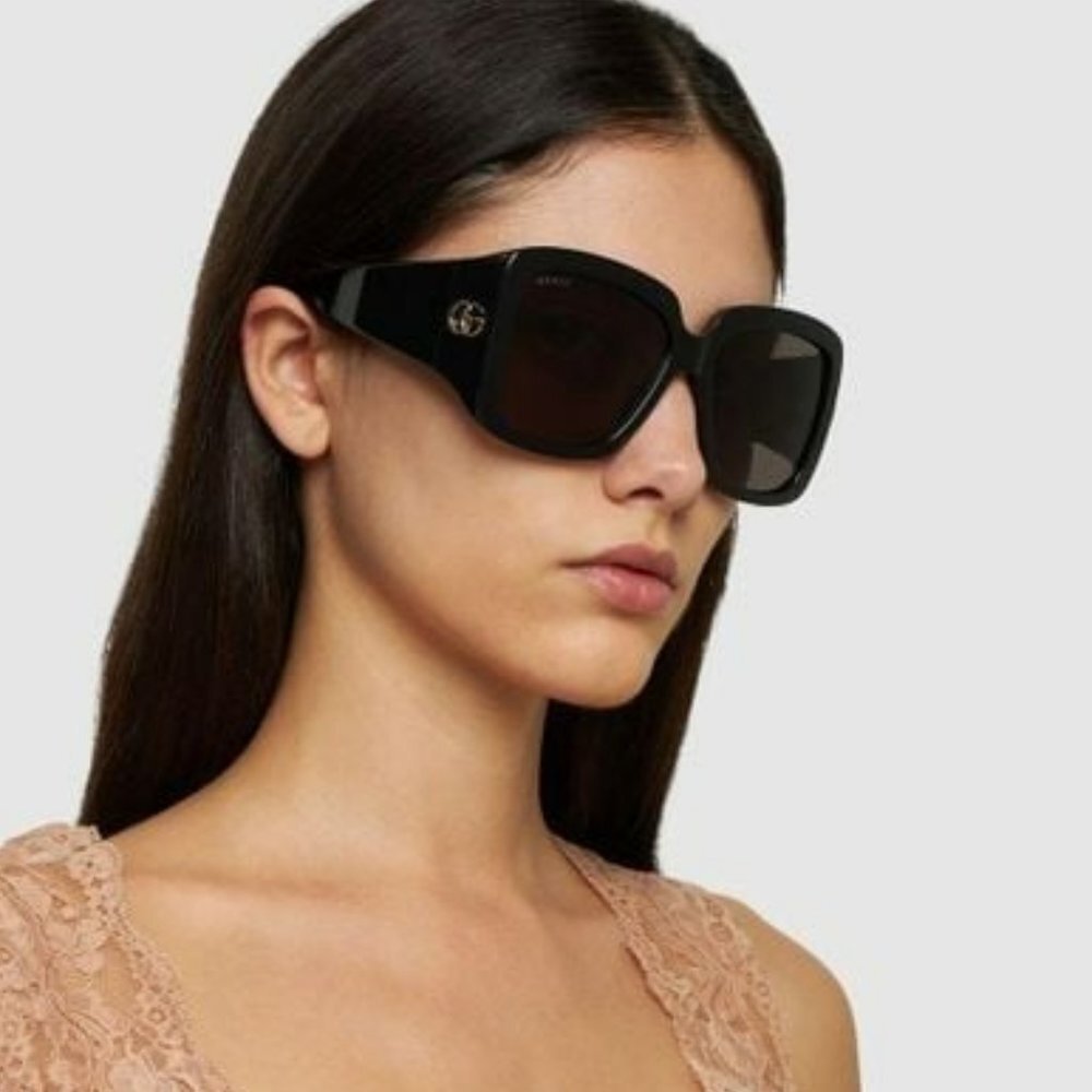 Gucci GG1402S 001 BRAND NEW Sunglasses Black Grey Women Square GG 1402S